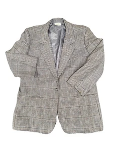 Dalkeith Checked Blazer Womens Size 18 Grey Blue Plaid Wool Blend Vintage - Bild 1 von 17