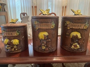 Treasure Craft Pottery three-piece canister set - Picture 1 of 5