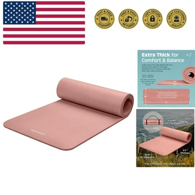 Tapete de treino Solana Yoga grosso 1/2 pol. antiderrapante com alça de náilon - 72x24 pol. E... - Imagem 1 de 4