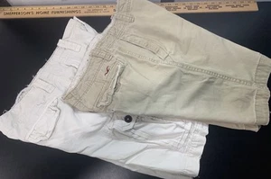 Lot Of 2 American Eagle & Hollister Khaki & Ivory Cargo Shorts Sz 30 Distress - Picture 1 of 19