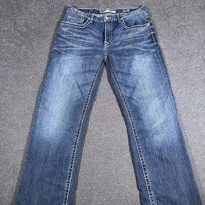 BKE Buckle Jeans Herren 34R (34X31) Jake gerades Bein Denim blau dicke Nähte USA - Bild 1 von 8