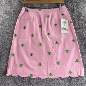 Lilly Pulitzer Crissy Women's Skirt Size 4 Bermuda Pink Honeysuckle Embroidery - Picture 1 of 15