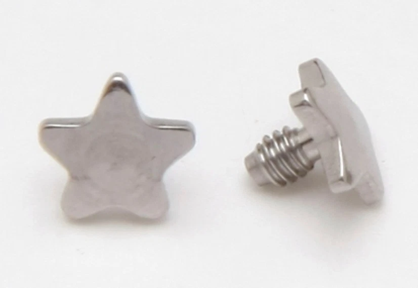 One Surgical Steel 14 Gauge 4mm STAR MICRO DERMAL ANCHOR HEAD TOP Skin Piercing  - Image 1 of 1