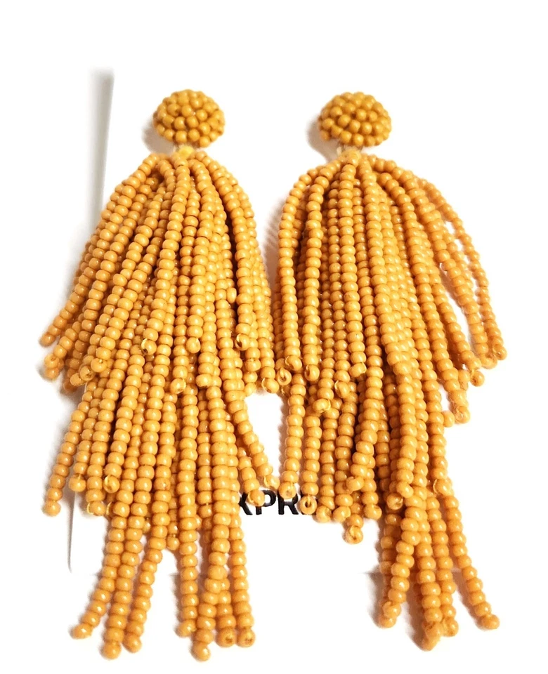 Pendientes colgantes Express con borla en capas con cuentas musgo antiguo 942 latón amarillo nuevos con etiquetas Foto 1 de 4