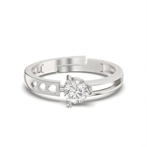 14k white gold plated Round cut lab created diamond women's wedding ring.