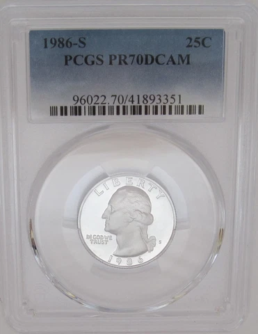 1986-S WASHINGTON QUARTER PCGS PR70 DCAM - DEEP CAMEO PROOF Cover