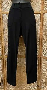 Cache Womens Modern Mid Rise Skinny Straight Leg Pants Sz 2 Black Knit Stretch - Picture 1 of 12