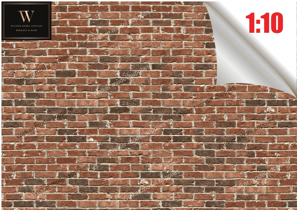 1:10 Scala Garage Mattone Muro - Autoadesivo Fogli Design 4 - Immagine 1 di 3