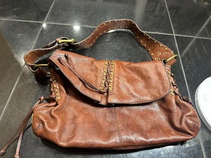 Cartera Hobo Bolso Cartera Cuero Envejecido Marrón Tostado Kooba - Imagen 1 de 6