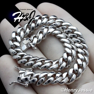 8"MEN 925 STERLING SILVER 7.5MM PLAIN MIAMI CUBAN CURB LINK CHAIN BRACELET*SB3 - Image 1 of 4