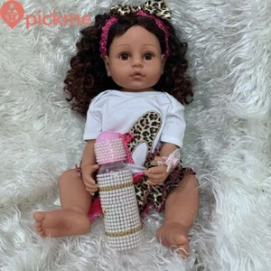 22in Realistic Reborn Baby Dolls Lifelike Toddler Cute Black African Girl Toy - Picture 1 of 5