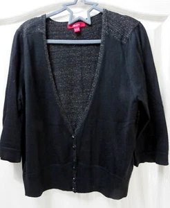 Monsoon Black Bolero Cardigan Cover Up UK 18 Black Merino Wool Sparkly 90s Vtg - Picture 1 of 3