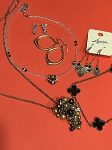 Jewelry Lot of 7 Gold Tone Necklaces 4Pair of Earrings (C3) - Picture 1 of 9