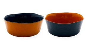 SET 2 COPPETTE VETRO MACEDONIA GELATO NAVY OCRA - Foto 1 di 2