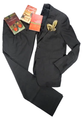 Prada Suit Jacket Pants EU 54R 44 36/32 Slim Gray Wool Italy Office Business - Image 1 of 4