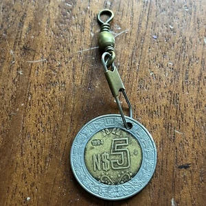 Schlüsselanhänger/Reißverschluss mexikanische 5-Peso-Münze 1994 - Bild 1 von 3