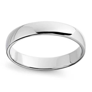 14K White Gold Men's Comfort Fit Wedding Band 4 mm  - Picture 1 of 2