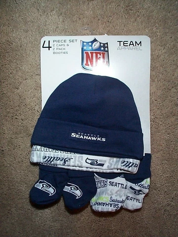 (2) Seattle Seahawks Caps & Booties INFANT BABY NEWBORN Jersey 0-6M 0-6 M Months Cover