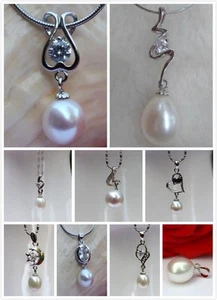 Pendentif set1 perles d'eau douce Bijoux SANS COLLIER de argent 925 - Bild 1 von 10