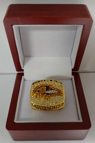 Ray Lewis - 2000 Baltimore Ravens Super Bowl Ring With Wooden Display Box Cover