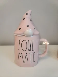 Rae Dunn Artisan Collection by Magenta Soul Mate Pink Black Hearts Lid Gnome Hat - Picture 1 of 7