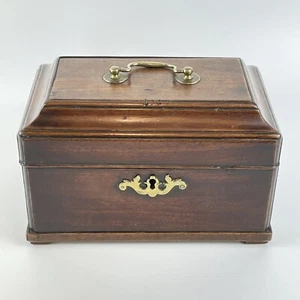 Antique Georgian Mahogany 3 Section Tea Caddy Chippendale Style 24cm - Picture 1 of 12