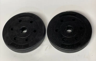 2- 2KG/4.4LB Weight Plates Disks Vinyl Black Pair New - Image 1 of 4