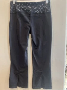EUC Lululemon Gather & Crow Crop II High Rise Shine Dot Black Leggings Size 2 - Picture 1 of 23