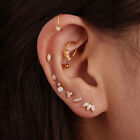 Opal Insert Diamond Flat Head Piercing Thread Stud Earrings For Women And Men