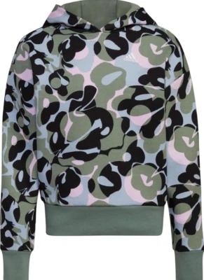 Adidas Girls Gradient Fleece Pullover Hoodie Silver Green Camo  Size XL (16) NWT - Image 1 of 2
