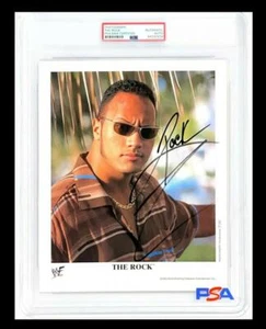 WWE THE ROCK P-588 HAND SIGNED 8X10 ORIGINAL PROMO PHOTO ENCAPSULATED BY PSA COA - Picture 1 of 2