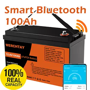 12V 100AH Lithium Iron Battery LiFePO4 Deep Cycle BMS Rechargeable Bluetooth - Picture 1 of 15