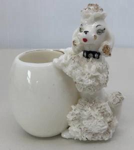 Spaghetti bianco barboncino statuina fioriera portamatite strass colletto occhi - Foto 1 di 14