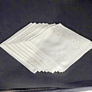 Servilletas de lino damasco de colección color cáscara de huevo 15 pulgadas Lote cuadrado de 8 - Imagen 1 de 5
