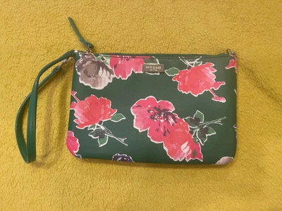 Kate Spade - Bolso sin asas - Estampado floral verde - Bolso de muñeca de cuero - Cartera Foto 1 de 4