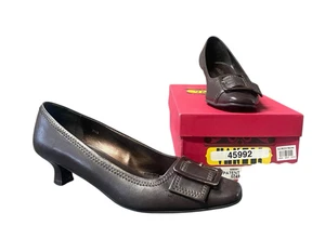 VANELI Shoes Leather Kitten Heel Women's Size 7.5 Dark Brown Buckle Nordstrom - Picture 1 of 12