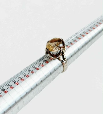 Cuarzo ahumado facetado grande vintage de plata de ley Foto 1 de 4