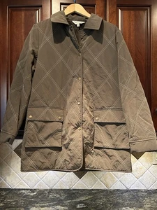 VTG Orvis Olive Green Fleece Lined Fall Barn Coat Jacket Pretty Stitching MED - Picture 1 of 10