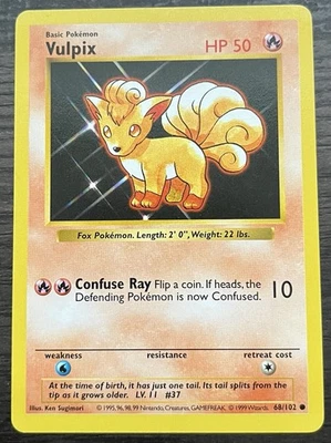 Shadowless Vulpix 068/102 Base Set Pokemon TCG WOTC Near Mint - Image 1 of 2