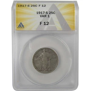 1917 S Type 1 Standing Liberty Quarter F 12 ANACS Silver SKU:I21991 - Picture 1 of 4