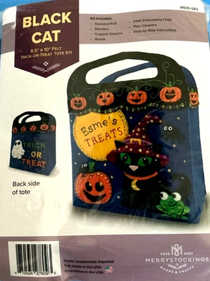 Merry Stockings kit #MS10-083 “Black Cat” - Felt Trick-or-Treat Tote Foto 1 de 3