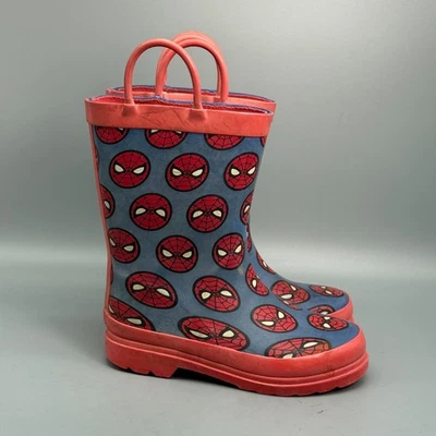 迪士尼漫威蜘蛛侠儿童11红色蓝色橡胶雨靴防水拉 — 第 1/4 张图片