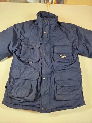 Triple FAT Goose Down Jacket Men's Large Blue Full Zip Heavy Pockets Ski Coat - Image 1 of 4