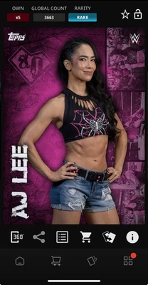 DIGITAL TOPPS WWE SLAM AJ Lee ASCENDANCY 25 RARE PINK Read - Image 1 of 3