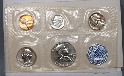 1955 US Mint - Proof 5 Coin Set Original Cello Sleeve 90% Silver. - Image 1 of 4