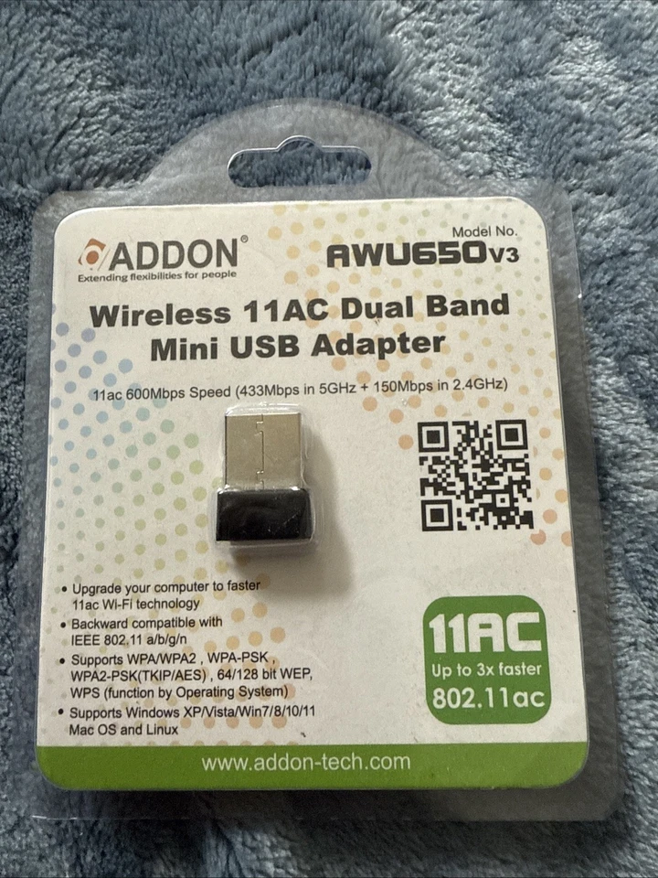 Wireless  Ethernet replacement 2.4 and 5 ghz Dual Band Nano USB Adapter (AWU650) - Image 1 of 1