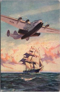 Postal de aviación PAN-AM AIRWAYS "Yankee Clippers" firmada por el artista Gordon Grant - Imagen 1 de 2