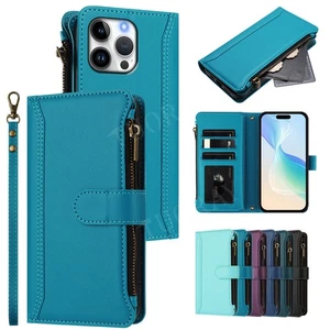 Leder Hülle Für iPhone 16E 16 Pro Max 15 14 13 12 Handy Schutz Tasche Cover Case - Picture 1 of 84
