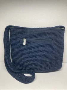 The Sak Navy Shoulder Bag Crochet Knit Purse Woven Hobo Handbag NWOT - Picture 1 of 14