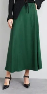 NWT By Malene Birger Bosha Midi Skirt Silk Green Size Xl - Picture 1 of 11